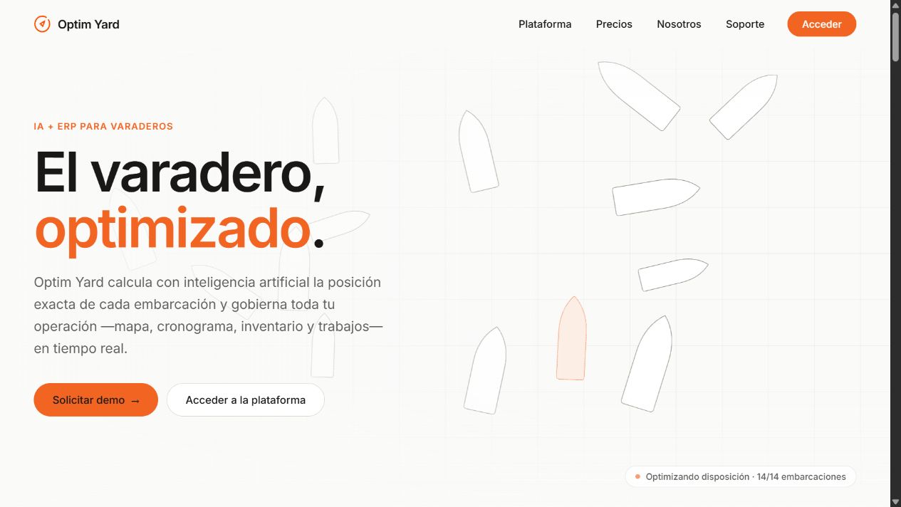 Optim Yard website showing its shipyard planning platform